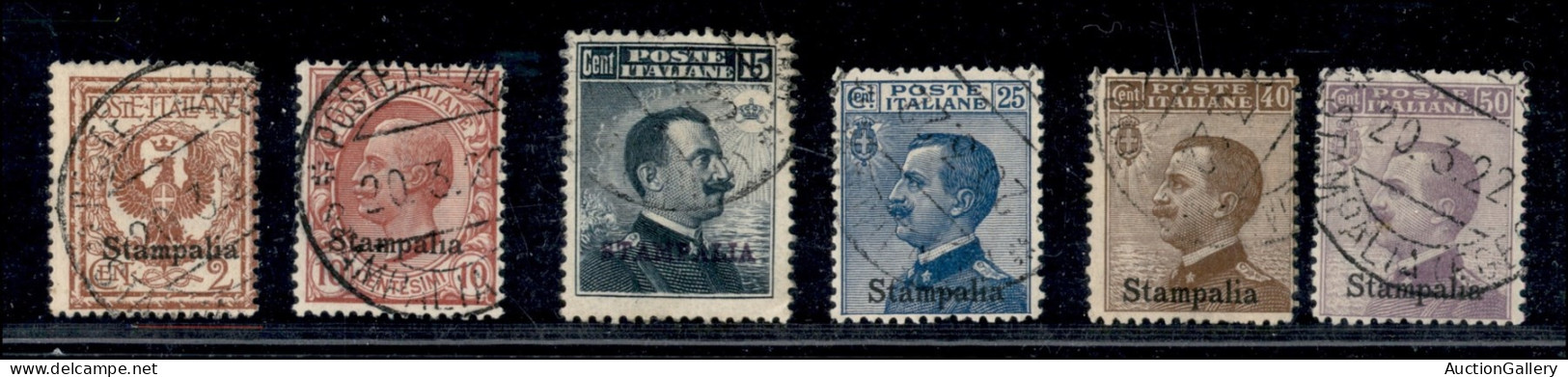 Colonie - Egeo - Stampalia - 1912/1916 - Soprastampati (1 + 3/7) - 6 Valori Della Serie Usati - Sonstige & Ohne Zuordnung