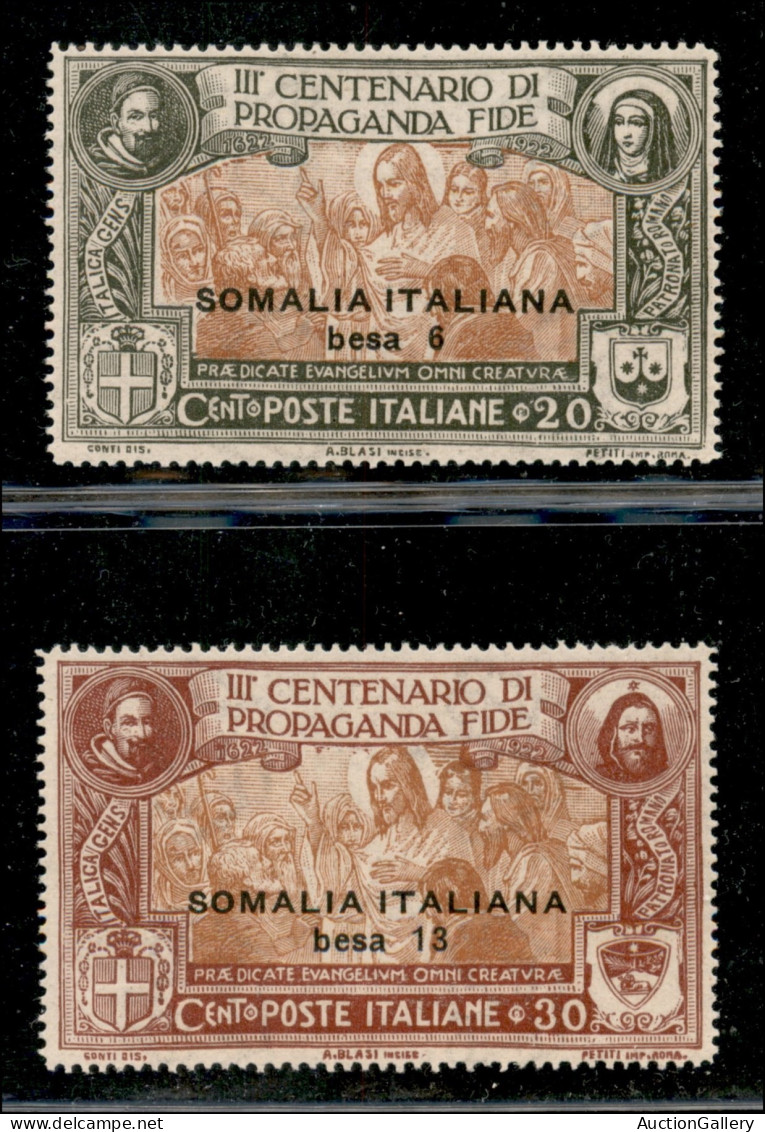 Colonie - Somalia - 1923 - Propaganda Fide (45a + 46a) - 2 Valori Con Ritocco - Gomma Integra - Other & Unclassified
