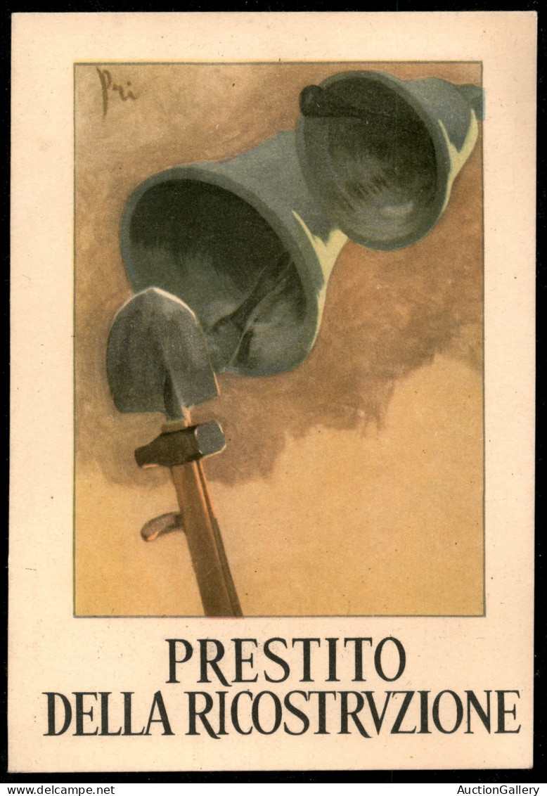 Repubblica - Serie completa Avvento (566/573) su sei cartoline celebrative Prestito della Ricostruzione