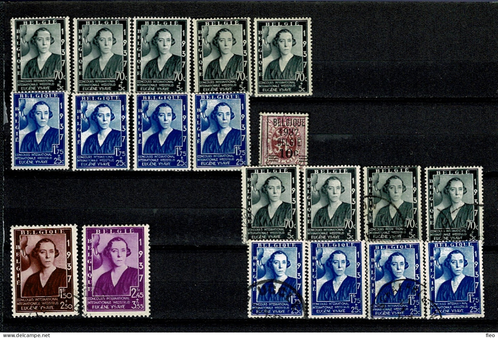 1937 455 456/457 457a/457b (lot 20 Timbres ° & *) : Serie Reine ELISABETH - Usados