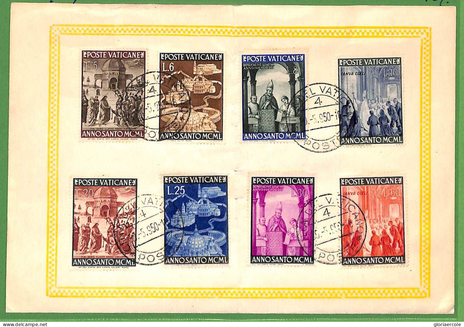 ZA1627 - VATICANO - FRANCOBOLLI Sassone #132/39 Anno Santo Su FOGLIO  1950 - Used Stamps