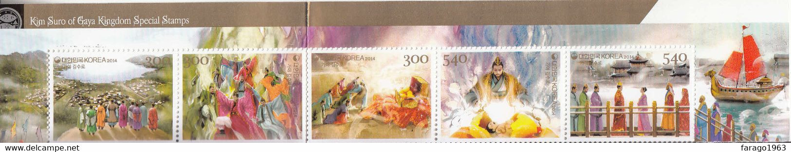 2014 South Korea Folk Stories Legends  GOLD Complete Strip Of 5 MNH @ BELOW Face Value - Corea Del Sur