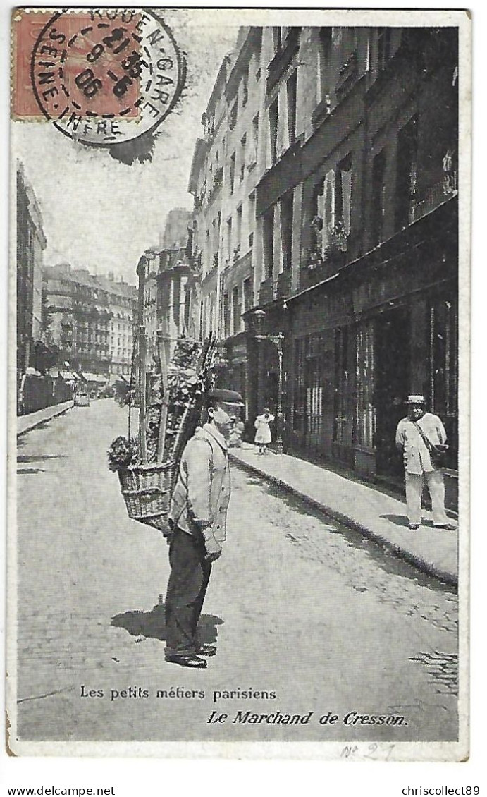 Carte Postale : Les Petits Métiers Parisiens .  Le Marchand De Cresson - Petits Métiers à Paris