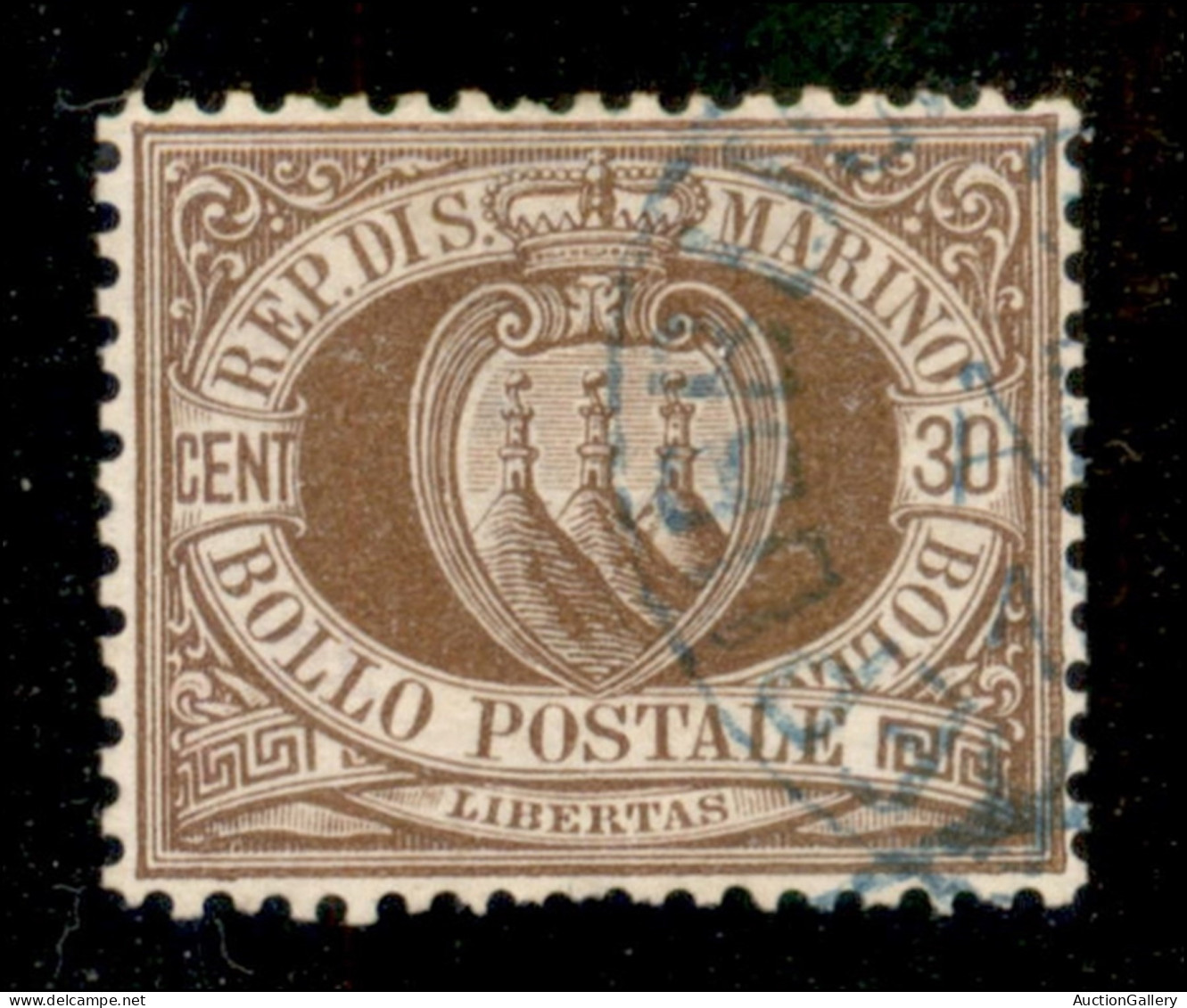 SAN MARINO - 1877 - 30 Cent Stemma (6) - Usato - Andere & Zonder Classificatie