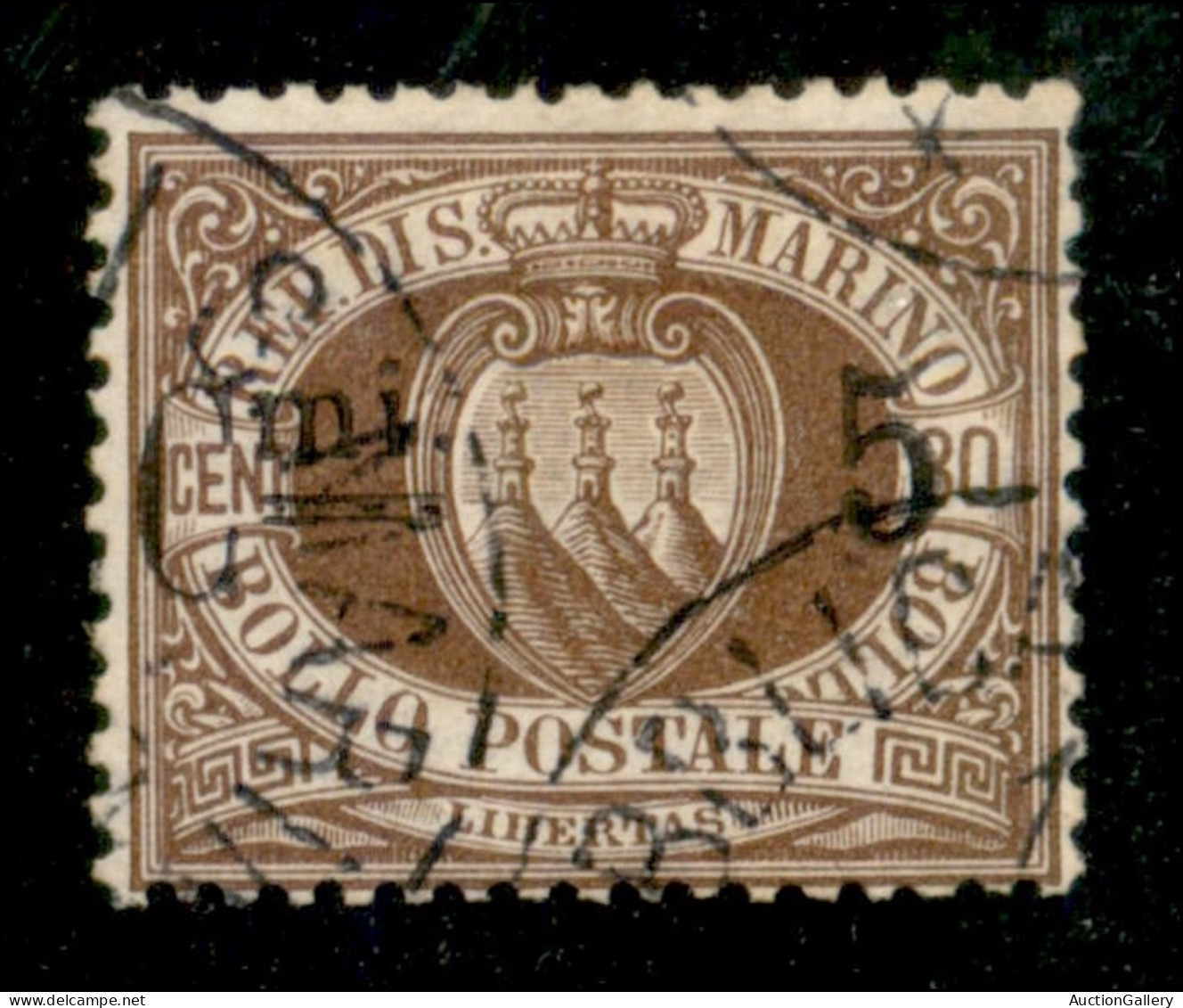 SAN MARINO - 1892 - 5 Cent Su 30 Cent Stemma (9) - Usato - Andere & Zonder Classificatie