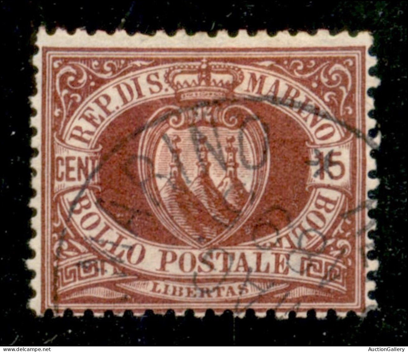 SAN MARINO - 1894 - 15 Cent Stemma (15) Usato - Other & Unclassified