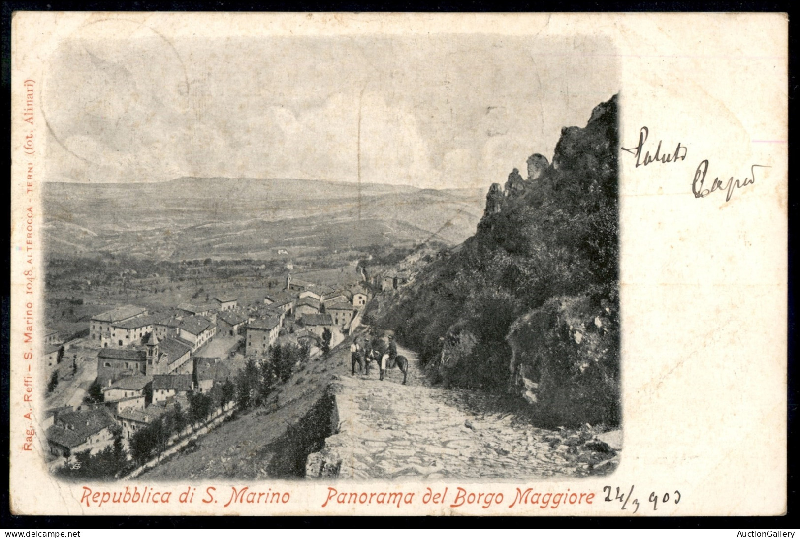 SAN MARINO - 5 Cent Stemma (27) Su Cartolina Per Meina Del 26 Marzo 1903 - Andere & Zonder Classificatie