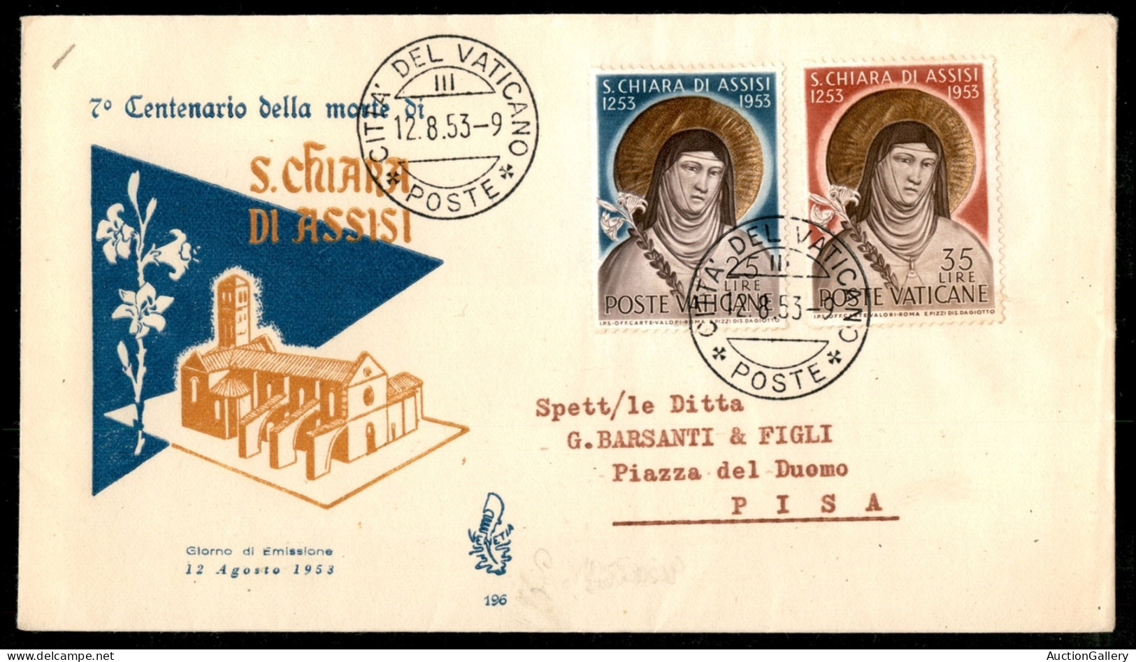 VATICANO - S. Chiara D'Assisi Serie Completa (169/70) Su FDC - Sonstige & Ohne Zuordnung