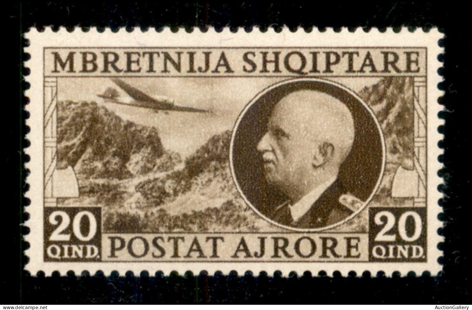 EUROPA - ALBANIA - 1939 - 20 Quind Veduta Posta Aerea (4) - Gomma Originale - Other & Unclassified