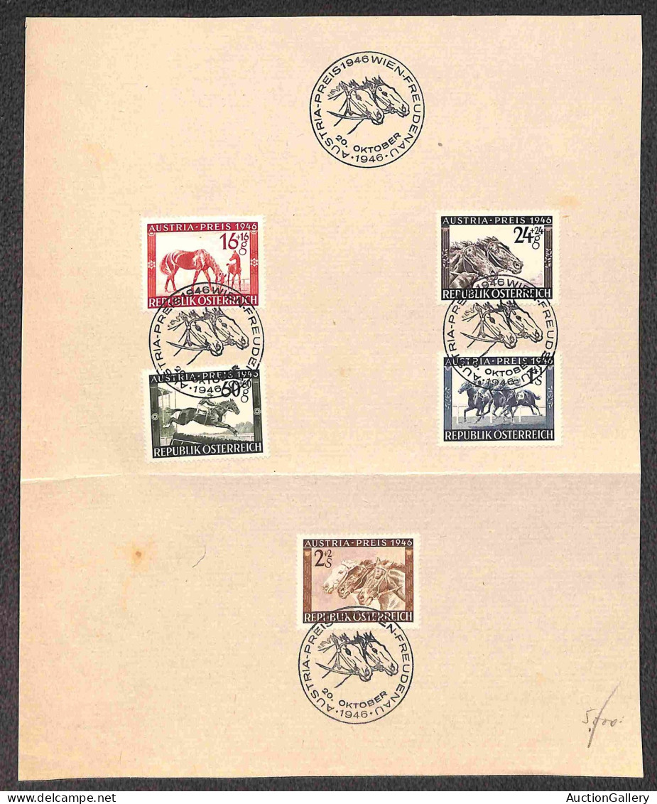 EUROPA - AUSTRIA - 1946 - Cavalli (785/789) - Serie Completa Su Foglio Con Annullo Primo Giorno - Otros & Sin Clasificación