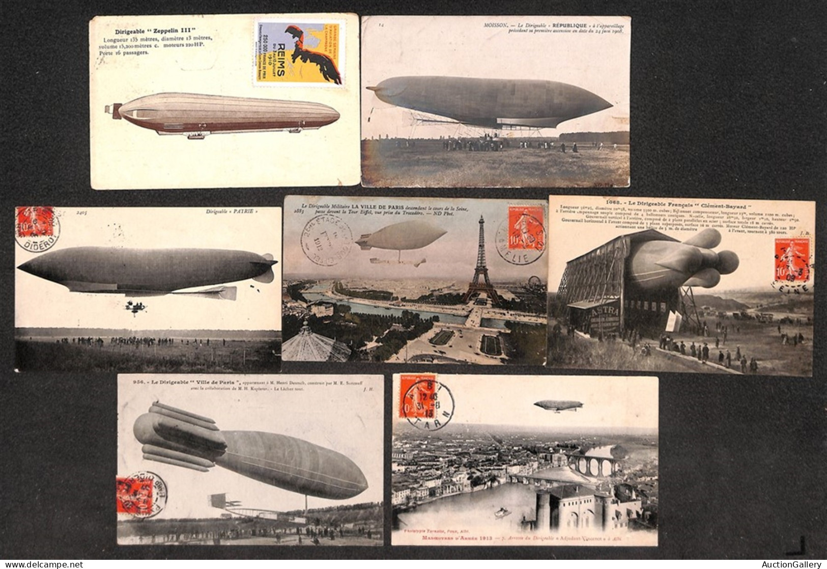 EUROPA - FRANCIA - FRANCIA - 1907/1913 – Dirigeable Francais – Sette Cartoline Illustrate - Otros & Sin Clasificación