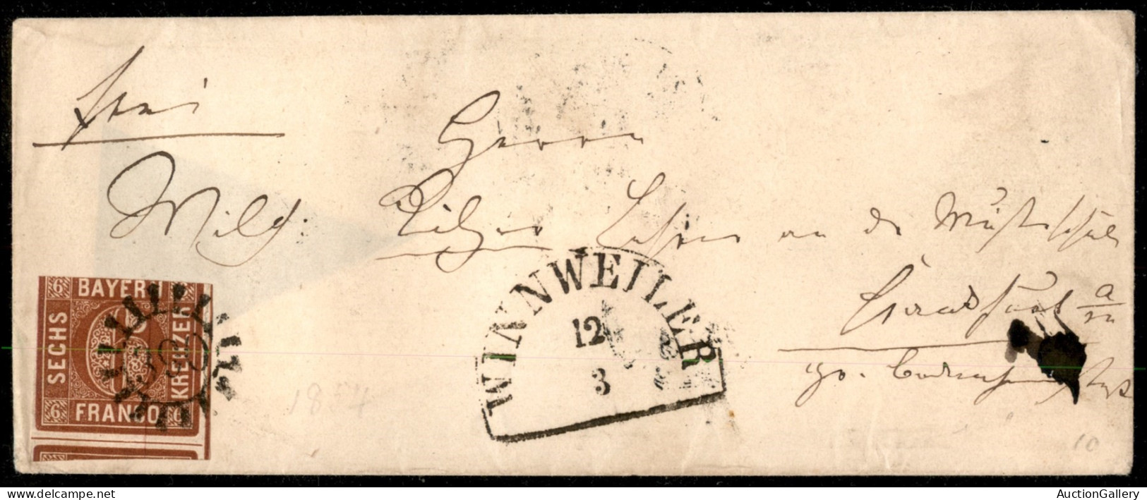 EUROPA - GERMANIA - 1854/1864 - Insieme Di Cinque Letterine Affrancate Con 6 Kreuzer Cifra (5 - Due) + 9 Kreuzer Cifra ( - Autres & Non Classés