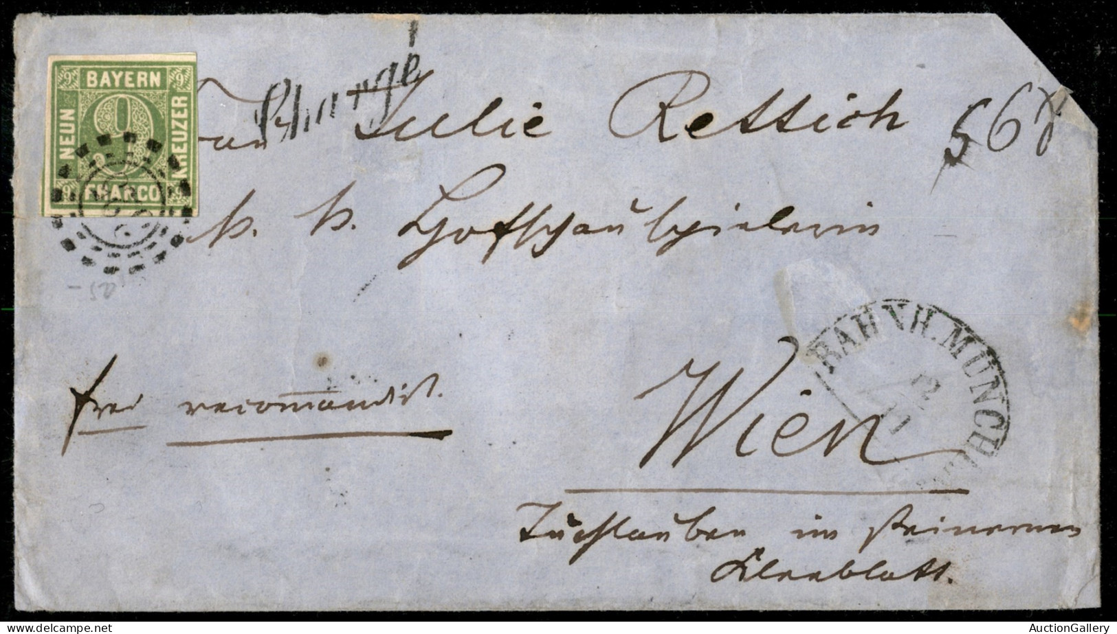 EUROPA - GERMANIA - 1854/1864 - Insieme Di Cinque Letterine Affrancate Con 6 Kreuzer Cifra (5 - Due) + 9 Kreuzer Cifra ( - Otros & Sin Clasificación