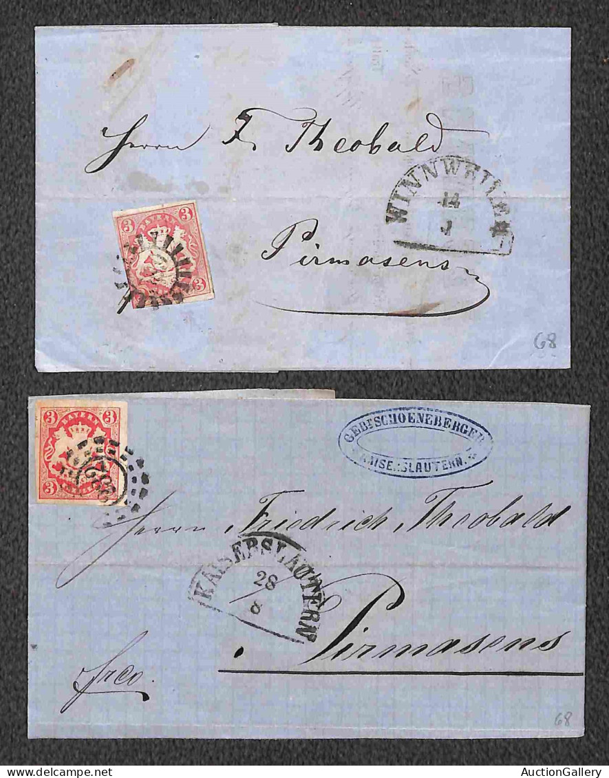 EUROPA - GERMANIA - 1868/1869 - Insieme Di 9 Oggetti Postali Affrancati Col 3 Kreuzer Stemma (16) - Da Esaminare - Other & Unclassified