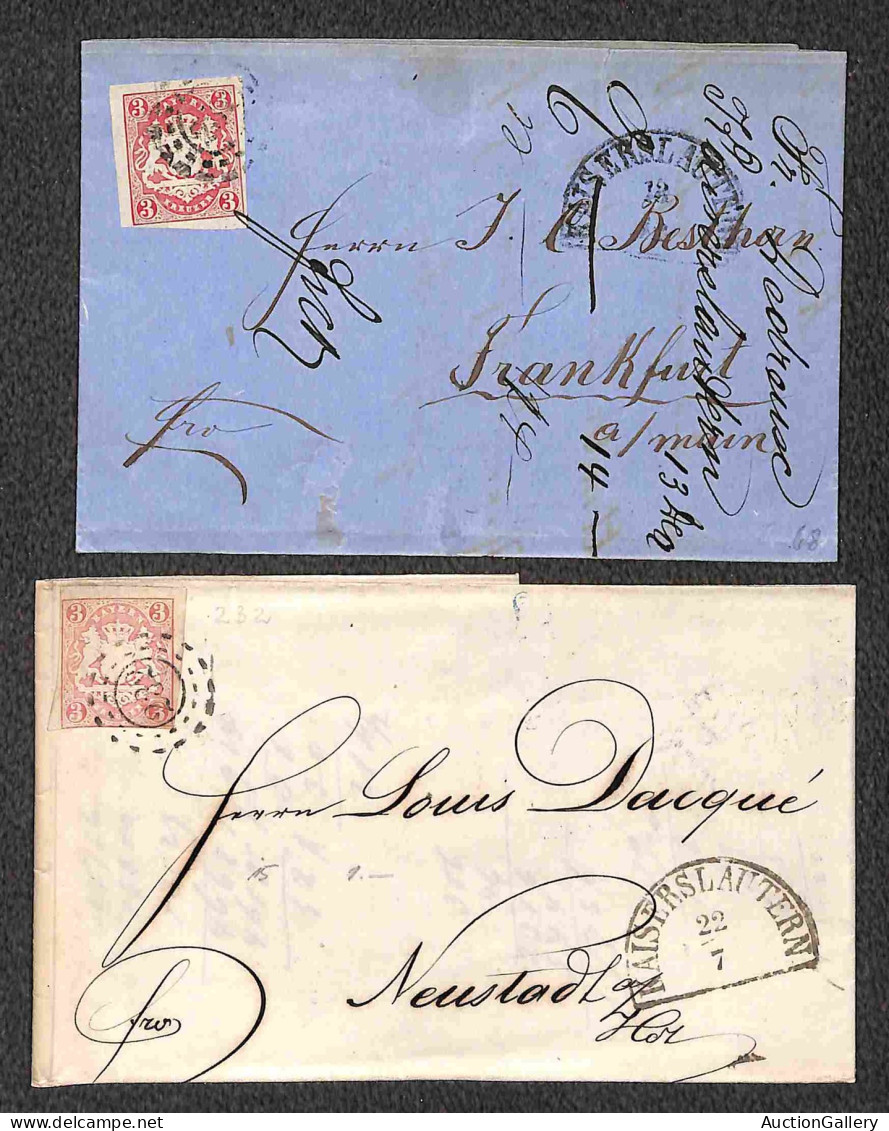 EUROPA - GERMANIA - 1868/1869 - Insieme di 9 oggetti postali affrancati col 3 kreuzer Stemma (16) - da esaminare