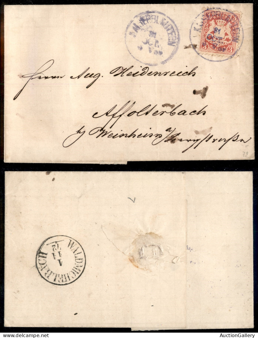 EUROPA - GERMANIA - 1870/1875 - Insieme Di 9 Oggetti Postali Di Cui 2 Con 1 Kreuzer Stemma + 7 Col 3 Kreuzer Stemma - Da - Other & Unclassified