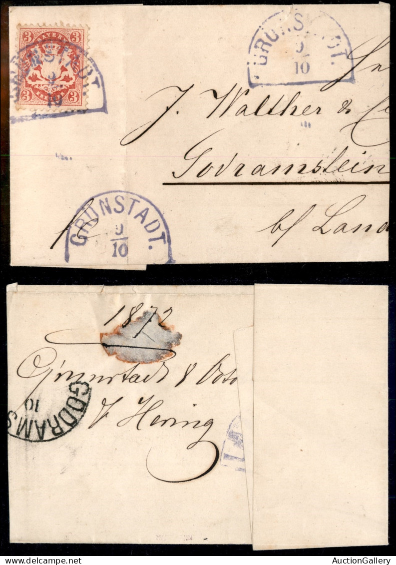 EUROPA - GERMANIA - 1870/1875 - Insieme di 9 oggetti postali di cui 2 con 1 kreuzer Stemma + 7 col 3 kreuzer Stemma - da