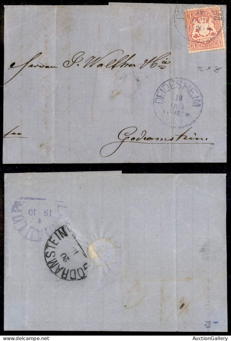 EUROPA - GERMANIA - 1870/1875 - Insieme di 9 oggetti postali di cui 2 con 1 kreuzer Stemma + 7 col 3 kreuzer Stemma - da