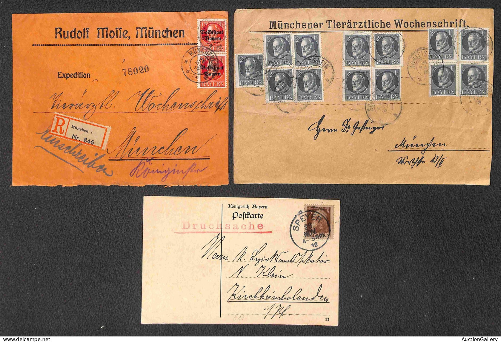 EUROPA - GERMANIA - 1911/1919 - Insieme Di 23 Oggetti Postali Del Periodo Con Diverse Affrancature (Leopoldo + Luigi III - Autres & Non Classés