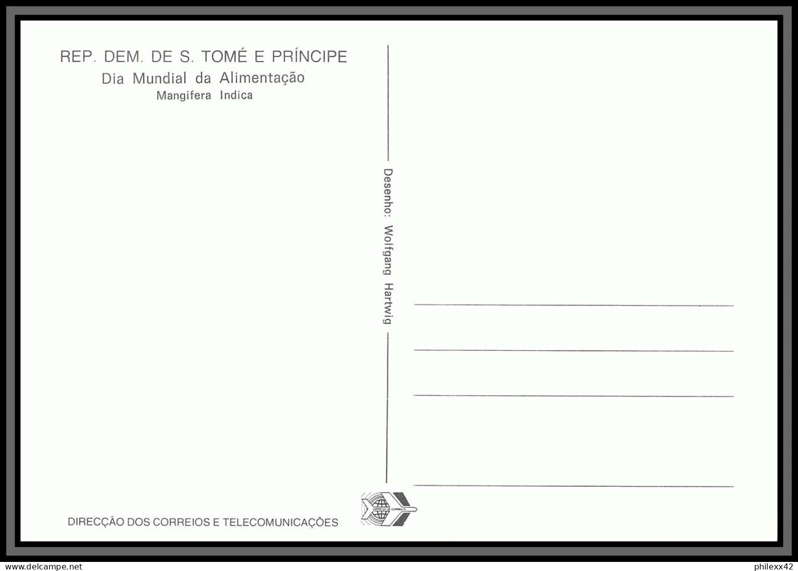 5851 Carte maximum (card) s tome e principe mi N°744/749 fruits fruts 1981 ananas café cacao mangue fdc coffee