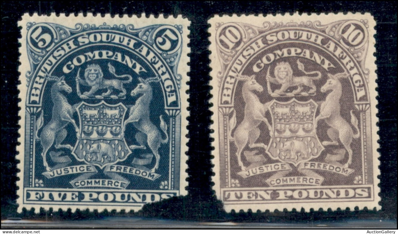 OLTREMARE - BRITISH SOUTH AFRICA - 1898 - 5 Sterline (73) + 10 Sterline (74) - Senza Gomma - Difettosi In Angolo - Other & Unclassified