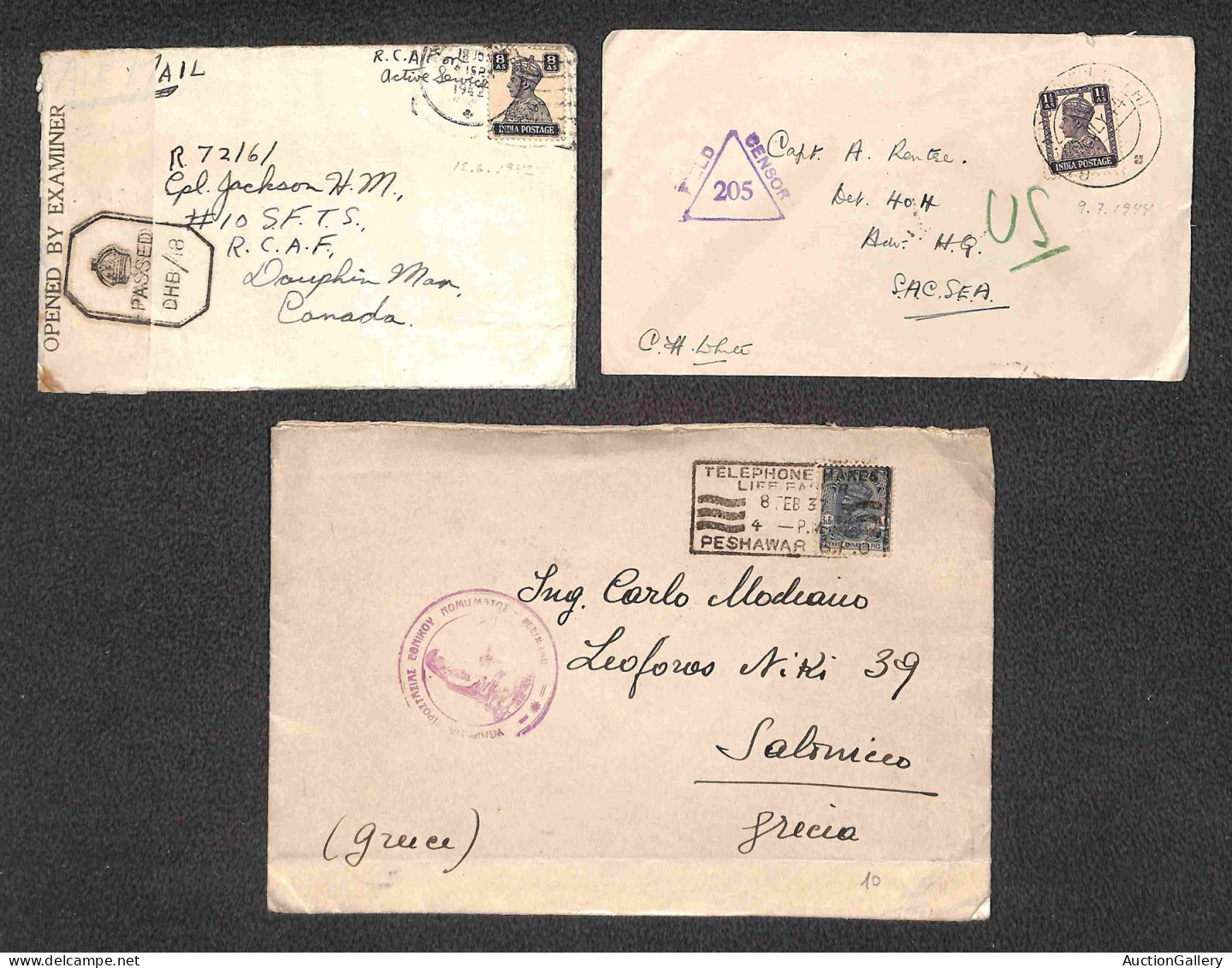 OLTREMARE - INDIA - 1903/1944 - Ventuno lettere e cartoline con varie affrancature del periodo per l'estero - da esamina