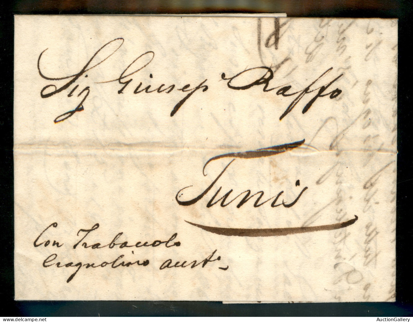 PREFILATELICHE - 1832 Lettera Da Livorno 10 Mar. Per Tunisi Con Manoscritto "Con Trabaccolo Cragnolino..." - Autres & Non Classés