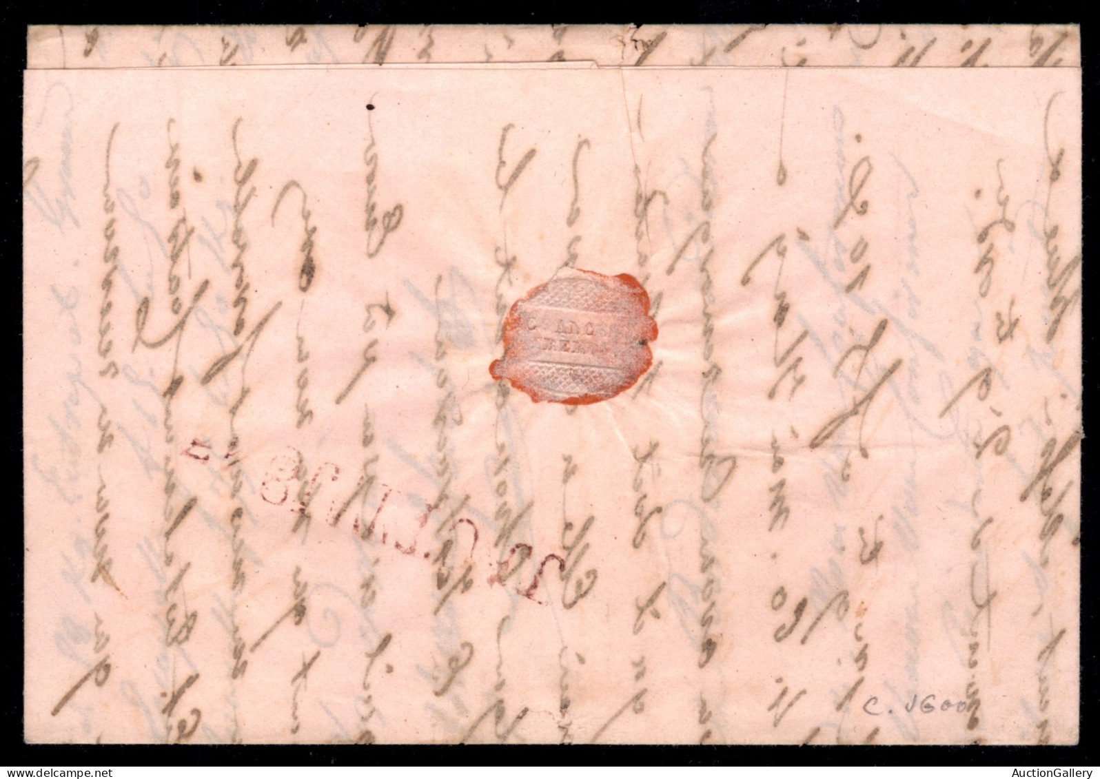 PREFILATELICHE - 1843 Lettera In Colore Rosa Da Marsiglia 29 Sett. Diretta Palermo Con Ovale Real Delegaz. Pacchetti Vap - Other & Unclassified