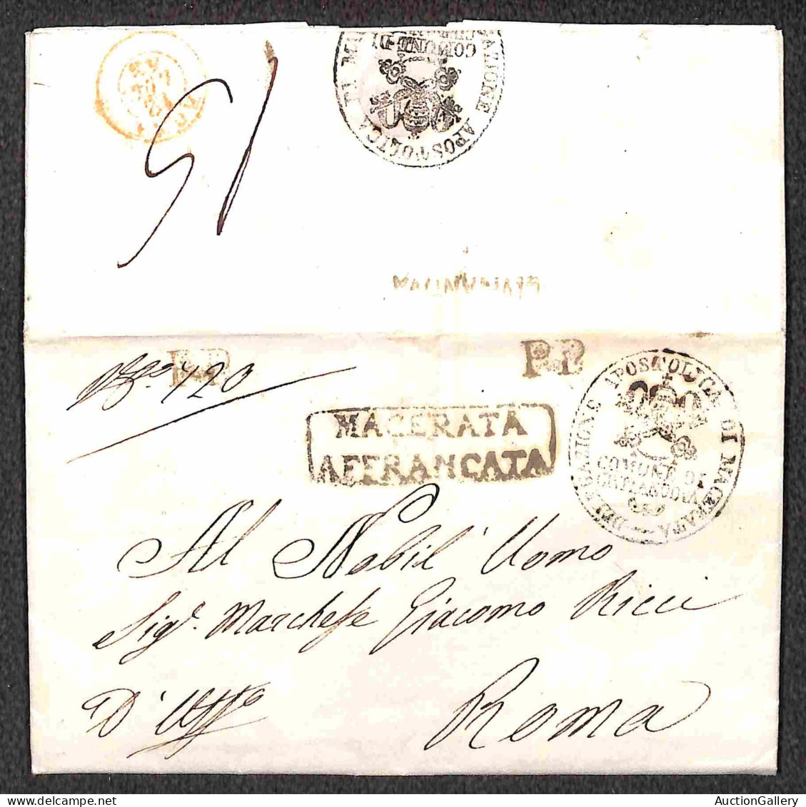 PREFILATELICHE - Civitanova + P.P. - Lettera Per Roma Del 4.7.1848 - Autres & Non Classés