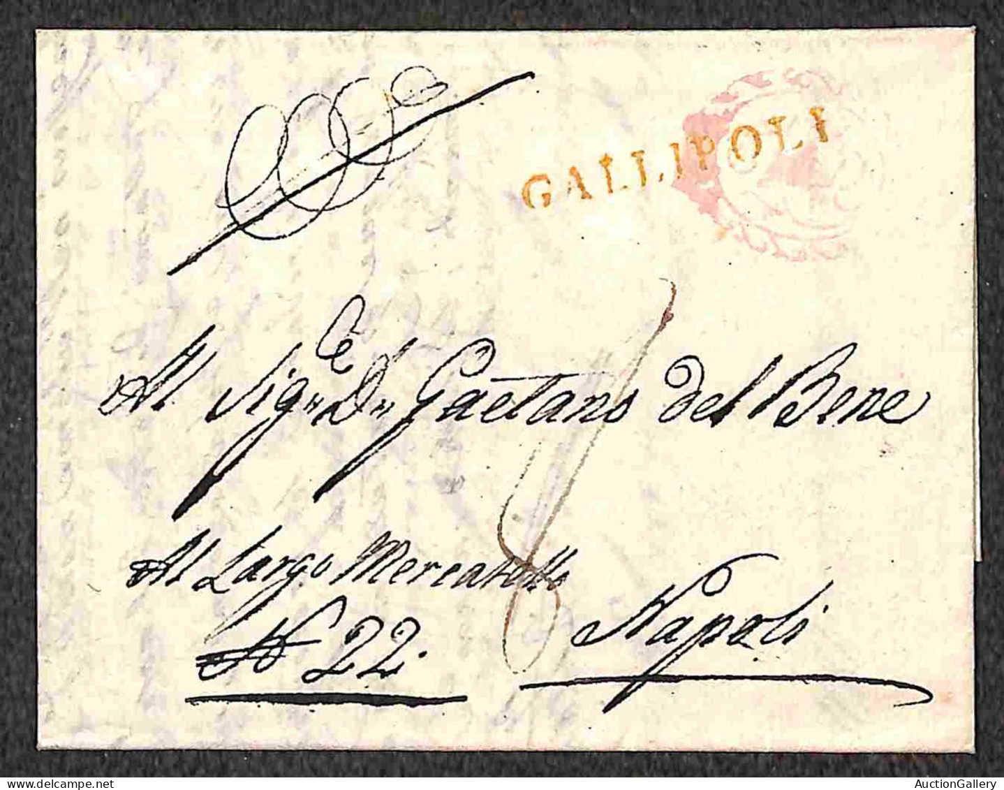 PREFILATELICHE - Gallipoli - Due Lettere Per Napoli Del 1811 (rosso) E 1814 - Tassate - Sonstige & Ohne Zuordnung