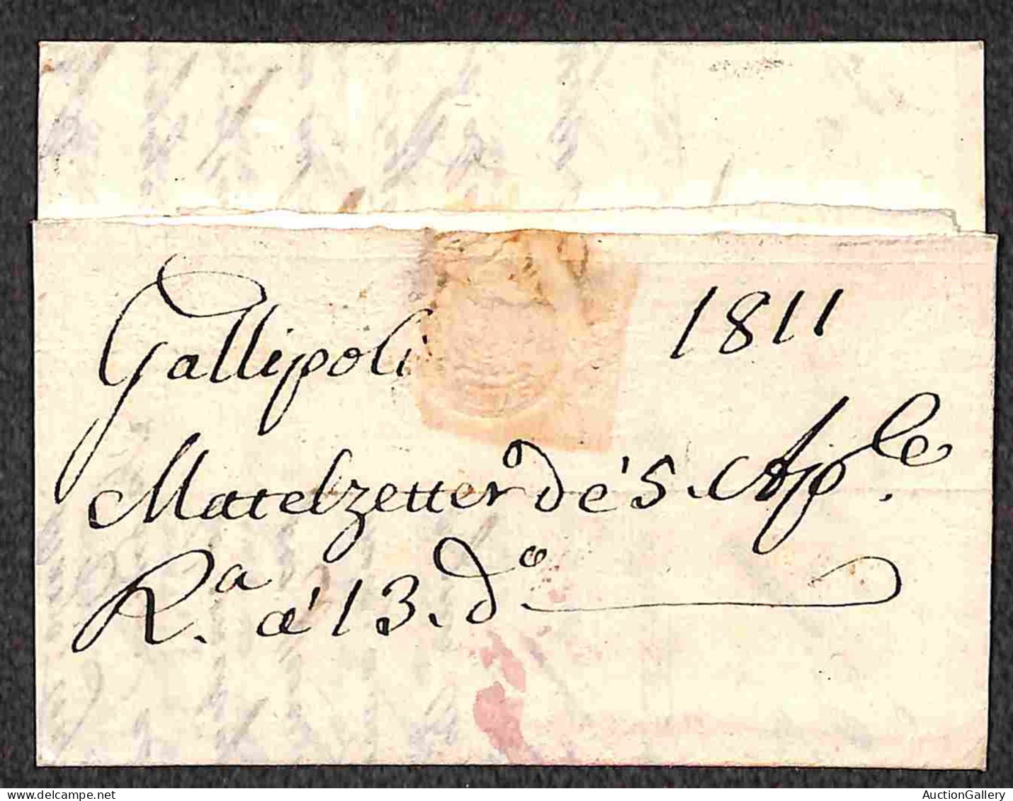 PREFILATELICHE - Gallipoli - Due Lettere Per Napoli Del 1811 (rosso) E 1814 - Tassate - Autres & Non Classés