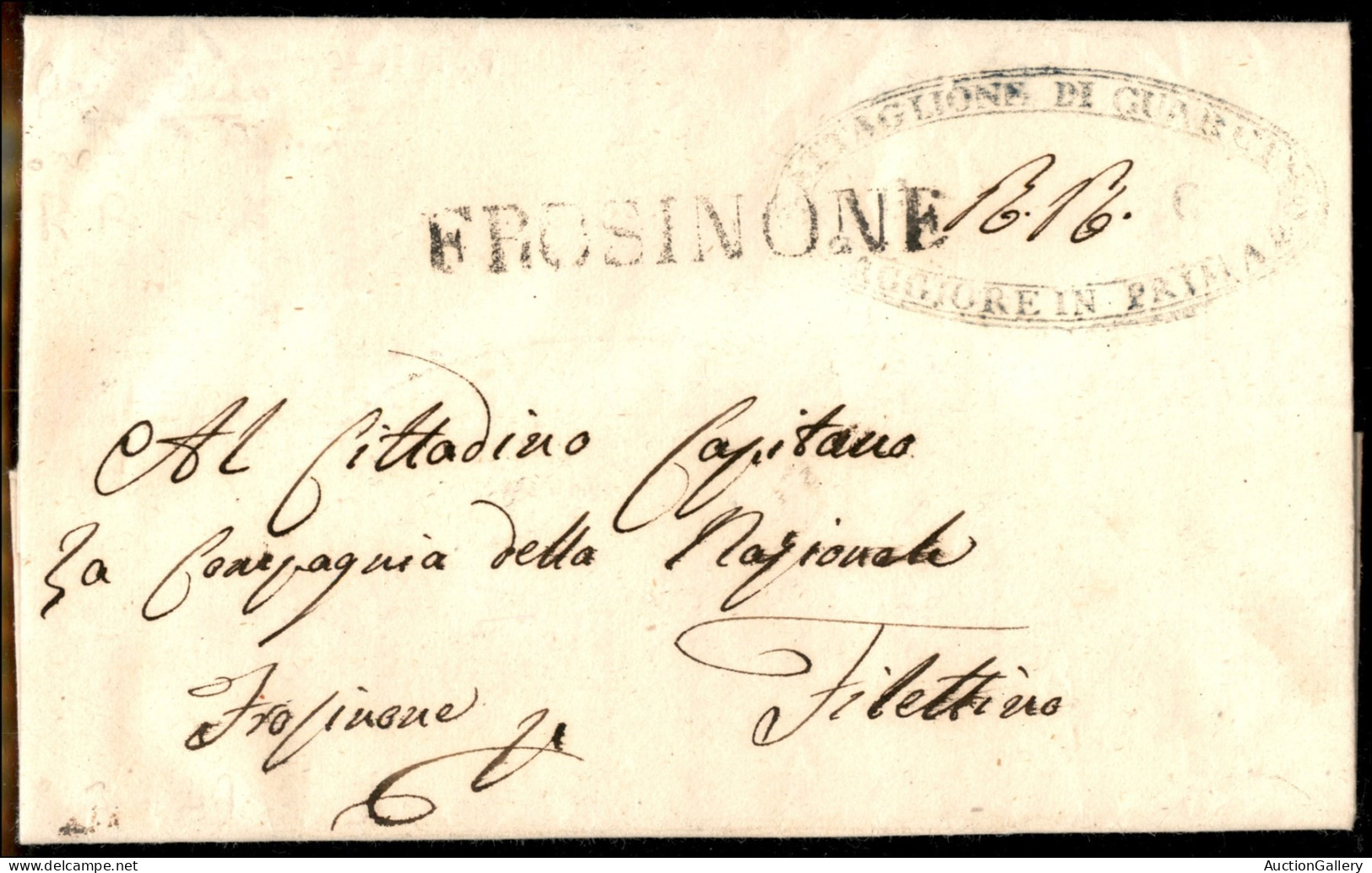 PREFILATELICHE - 1849 - Repubblica Romana - Battaglione Di Guarcino / Maggiore In Prima (Ovale) + RR A Penna - Lettera I - Sonstige & Ohne Zuordnung
