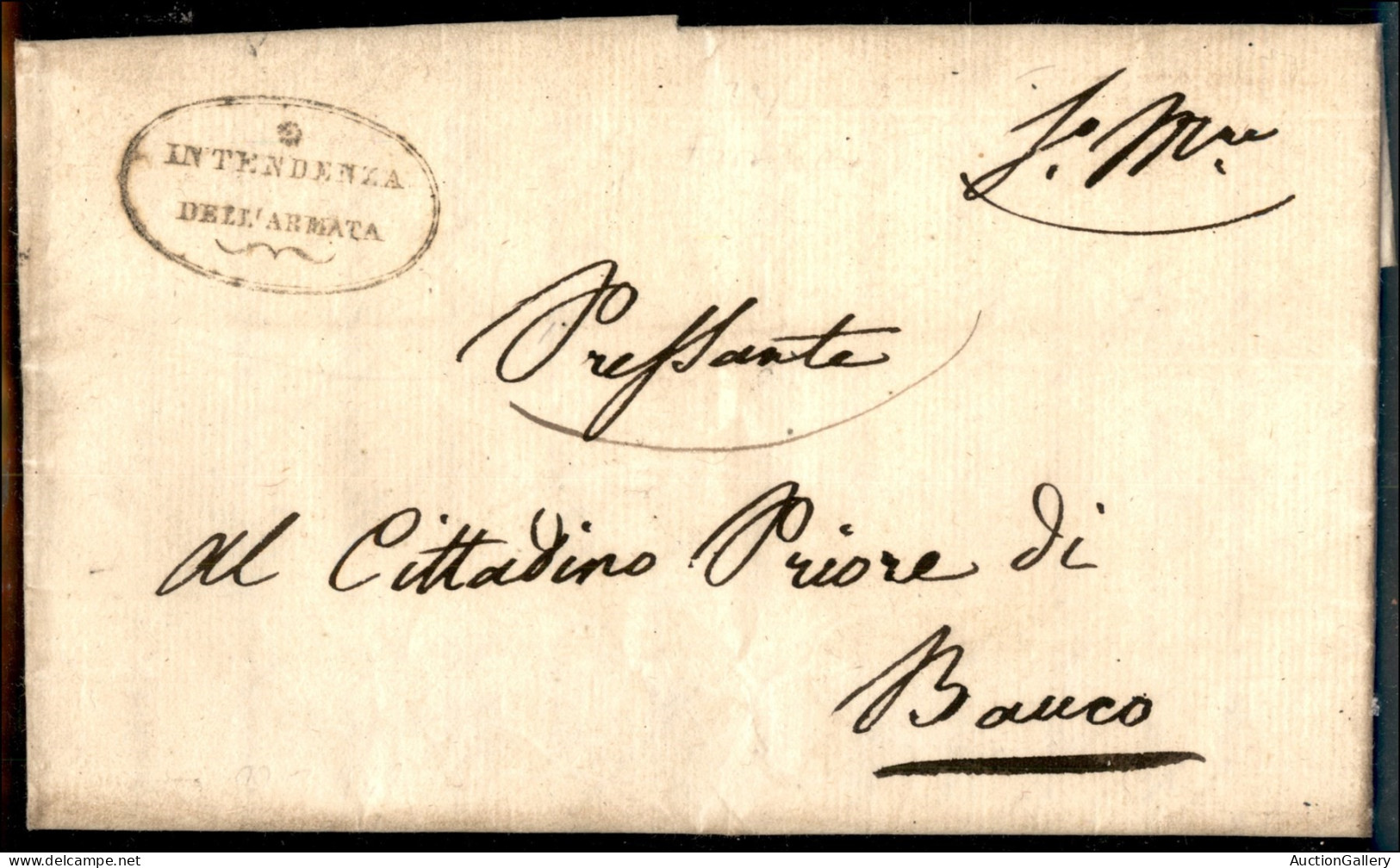 PREFILATELICHE - 1849 - Repubblica Romana - Intendenza Dell'Armata (Ovale) - Lettera In Franchigia Per Bauco Del 22.3.49 - Other & Unclassified