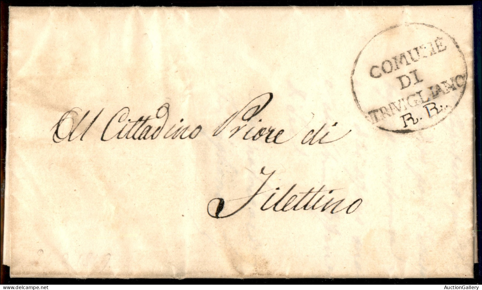 PREFILATELICHE - 1849 - Repubblica Romana - Comune Di Trivigliano (Ovale) + RR A Penna - Lettera In Franchigia Per Filet - Other & Unclassified