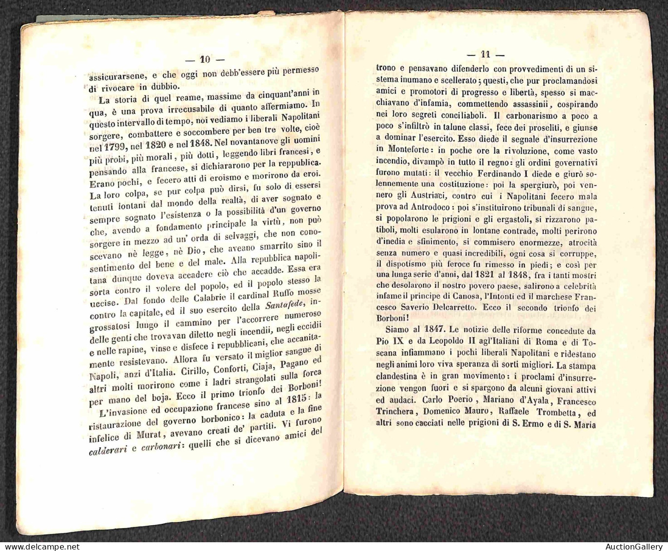 DOCUMENTI/VARIE - 1855 - La Quistione Napoletana/Ferdinando Borbone E Luciano Murat - Opuscolo Di 44 Pagine Rilegato Con - Other & Unclassified