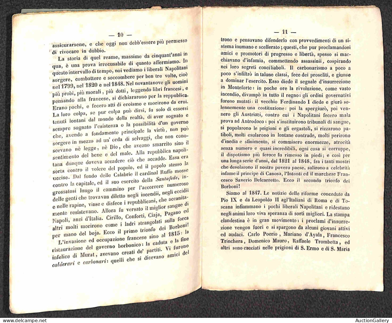 DOCUMENTI/VARIE - 1855 - La Quistione Napoletana/Ferdinando Borbone E Luciano Murat - Opuscolo Di 44 Pagine Rilegato Con - Otros & Sin Clasificación