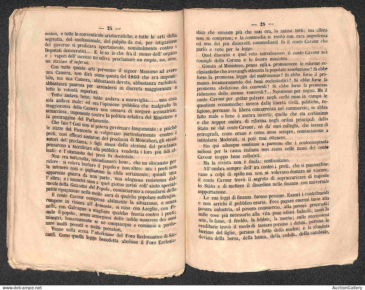 DOCUMENTI/VARIE - 1860 - Garibaldi o Cavour - Memorie Politiche di Angelo Brofferio - opuscolo di 32 pagine (13x20)