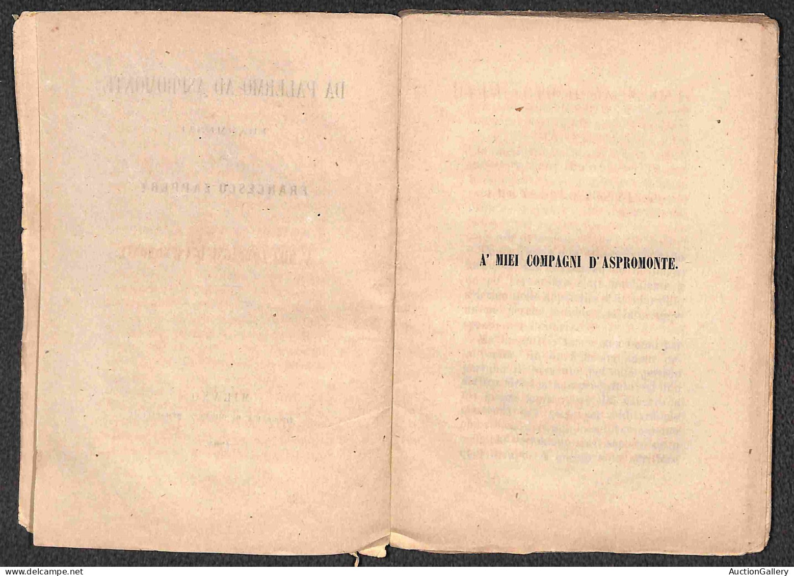 DOCUMENTI/VARIE - 1863 - Da Palermo Ad Aspromonte (frammenti Di Francesco Zappert) - Libro Di 152 Pagine Copertinato (12 - Autres & Non Classés