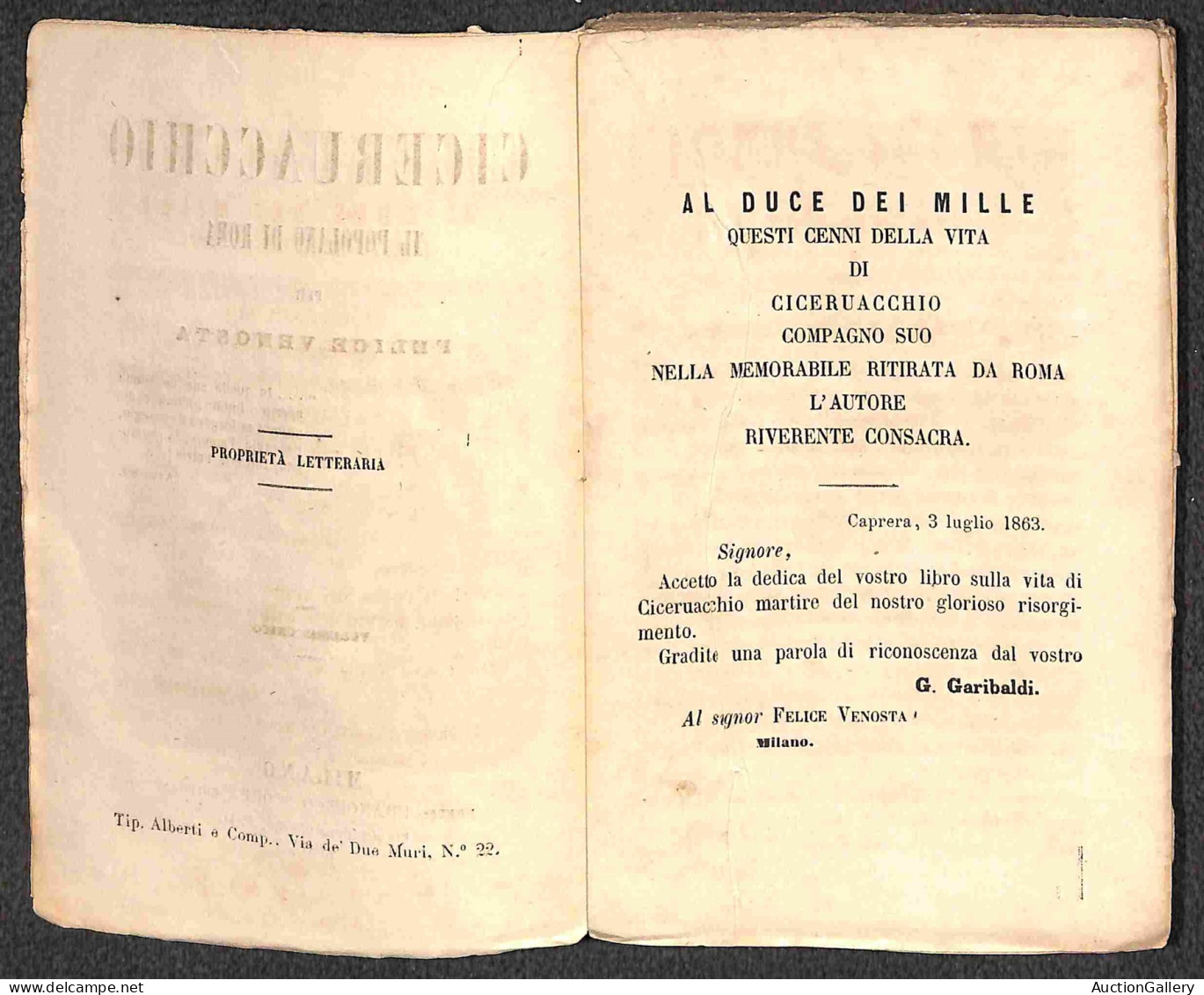 DOCUMENTI/VARIE - 1863 - Ciceruacchio/Il Popolano Di Roma (per Felice Venosta) - Libro Di 160 Pagine Copertinato (10x16) - Other & Unclassified