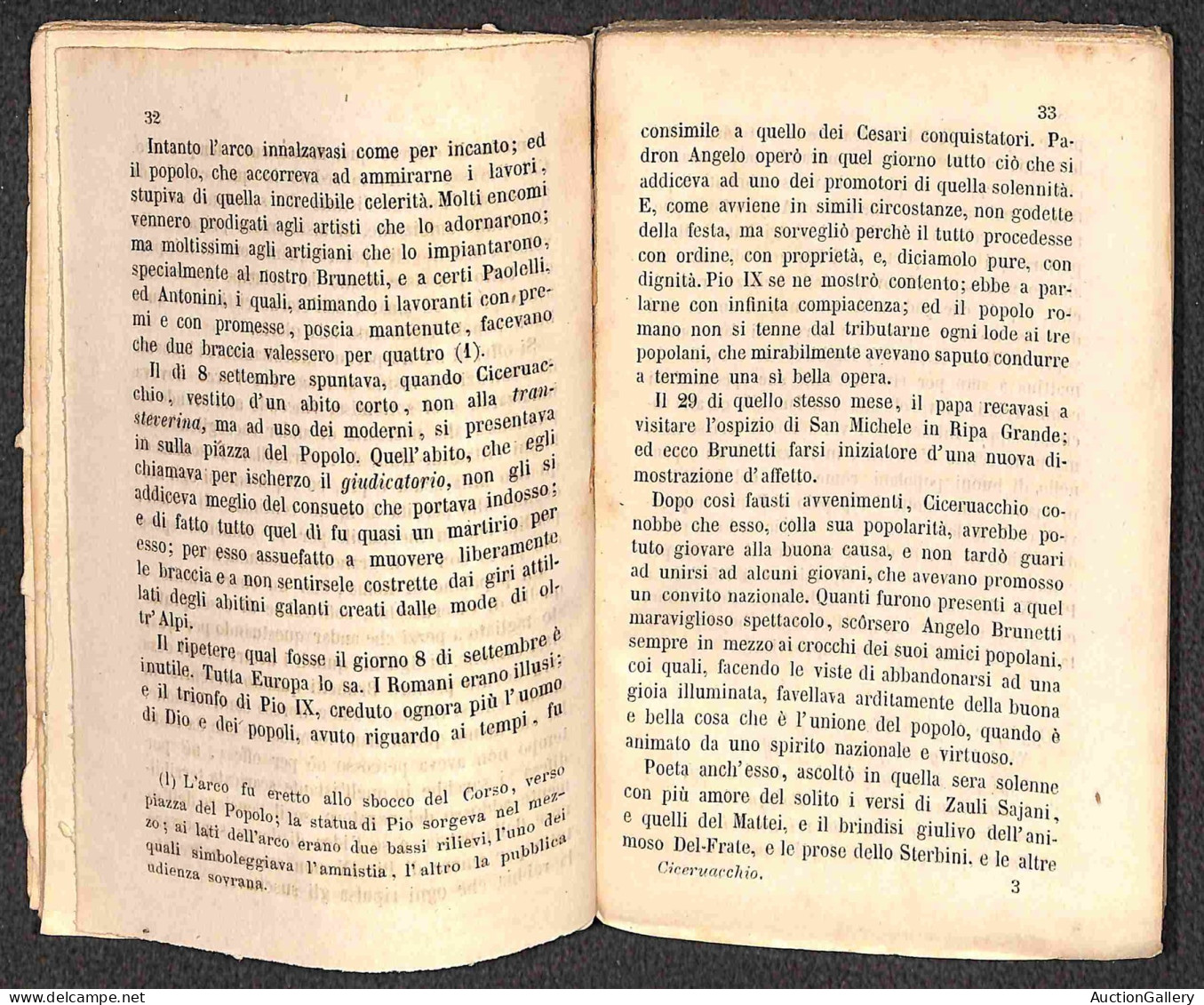 DOCUMENTI/VARIE - 1863 - Ciceruacchio/Il Popolano Di Roma (per Felice Venosta) - Libro Di 160 Pagine Copertinato (10x16) - Autres & Non Classés