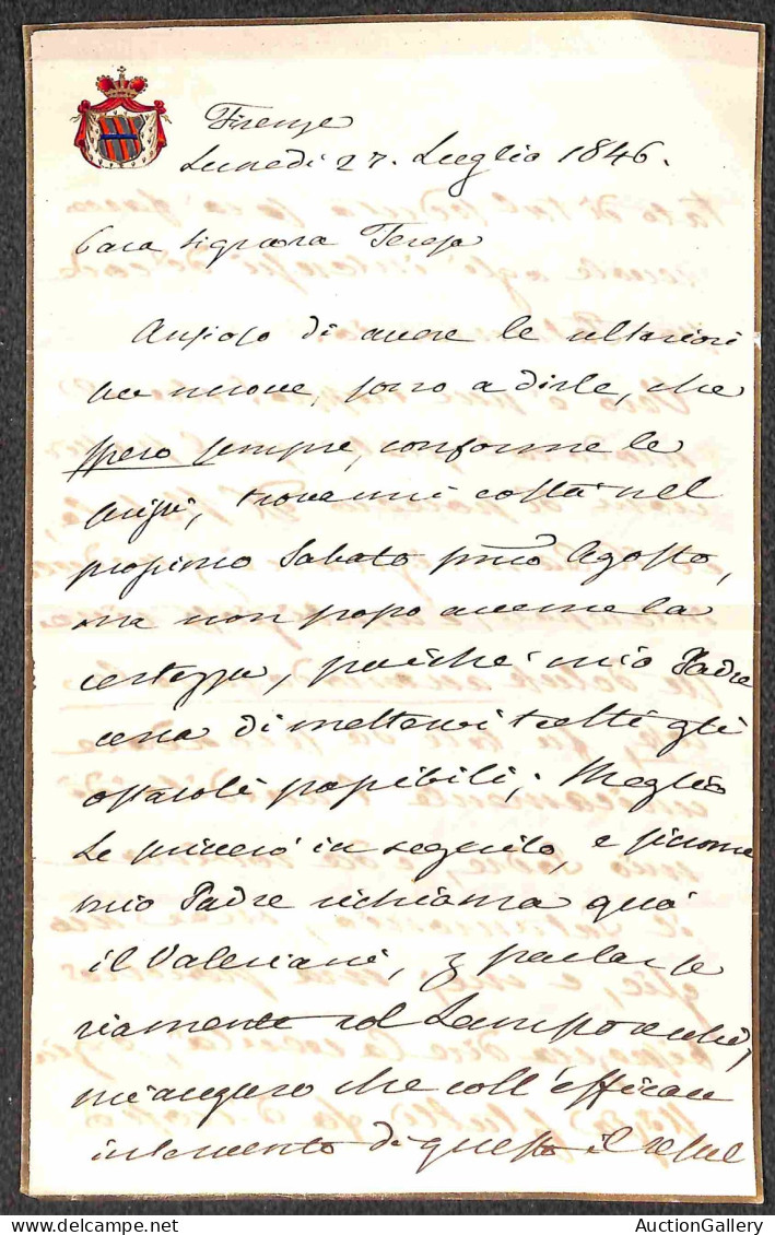 DOCUMENTI/VARIE - Firenze 1843/1846 - Nove Interni (in Foglio Doppio) Con Decorazioni Dorate - Sonstige & Ohne Zuordnung