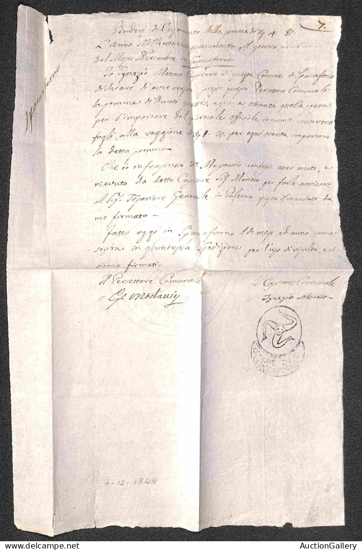 DOCUMENTI/VARIE - 1848 - Trinacria Di Spaccaforno - Due Certificati - Other & Unclassified