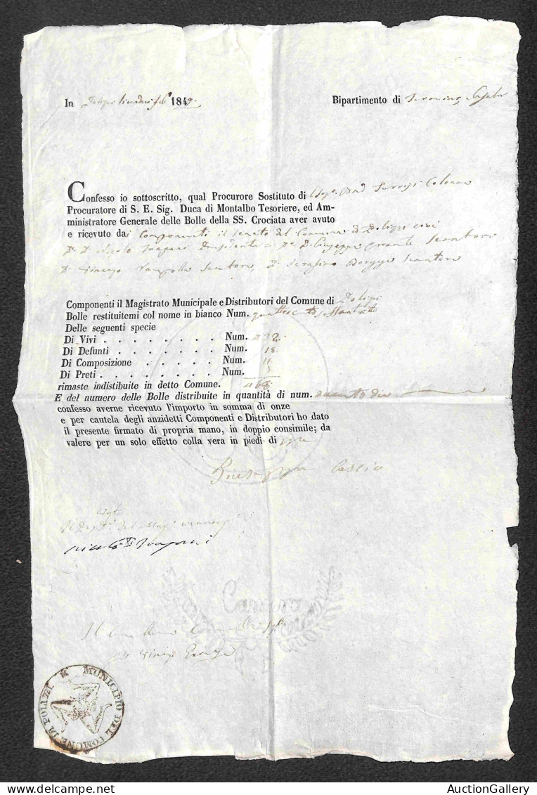 DOCUMENTI/VARIE - 1849 - Trinacria Di Polizzi - Documento Di Ricevuta - Sonstige & Ohne Zuordnung