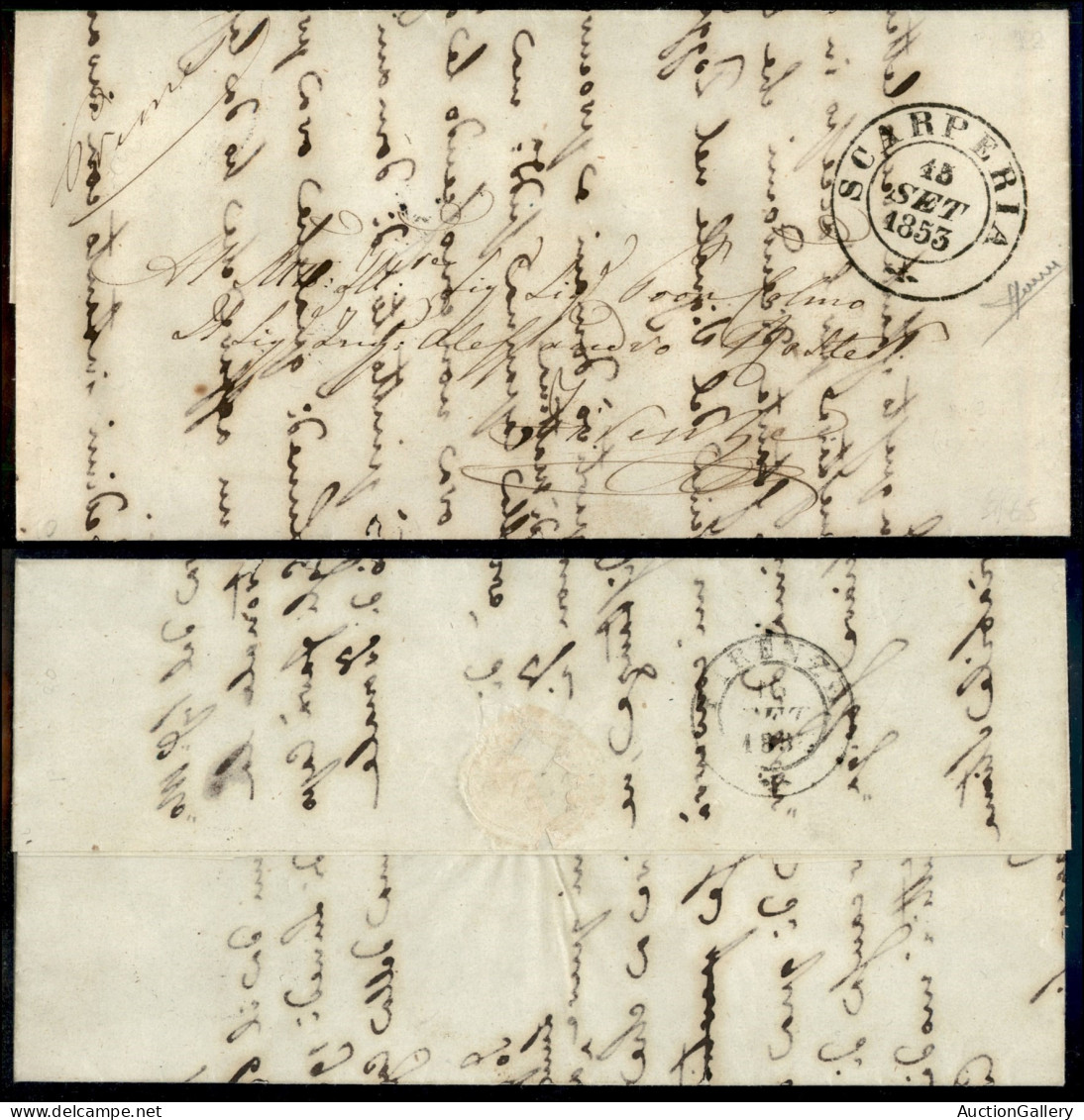 DOCUMENTI/VARIE - Scarperia (P.ti 10) - Lettera Per Firenze Del 15.9.1853 - Sorani - Otros & Sin Clasificación