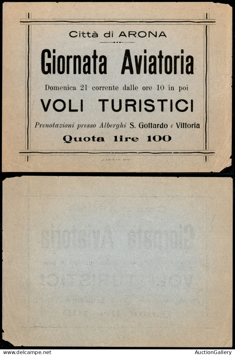 DOCUMENTI/VARIE - 1920/1930 - Arona - Giornata Aviatoria - Volantino Di Propaganda - Other & Unclassified