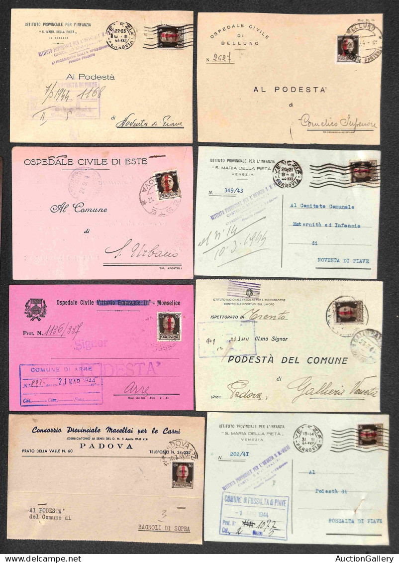 LOTTI & COLLEZIONI - REPUBBLICA SOCIALE ITALIANA - 1944 - 30 Cent (493) - Diciotto Cartoline + Un Piego + Un Estratto Co - Sonstige & Ohne Zuordnung
