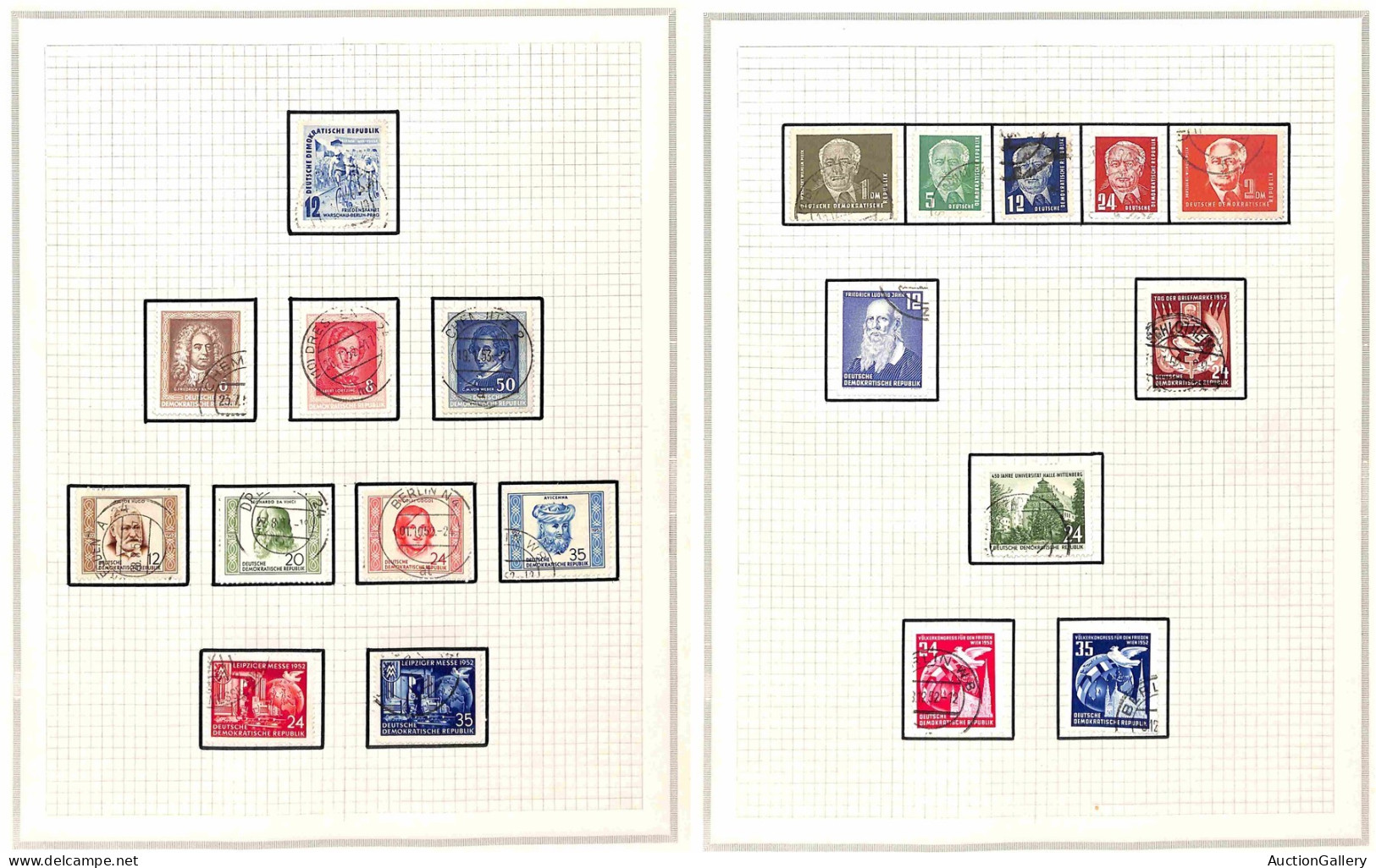 LOTTI & COLLEZIONI - GERMANIA - DDR - 1950/1954 - Collezione Di Valori E E Serie Complete Del Periodo Montate Su 15 Fogl - Sonstige & Ohne Zuordnung