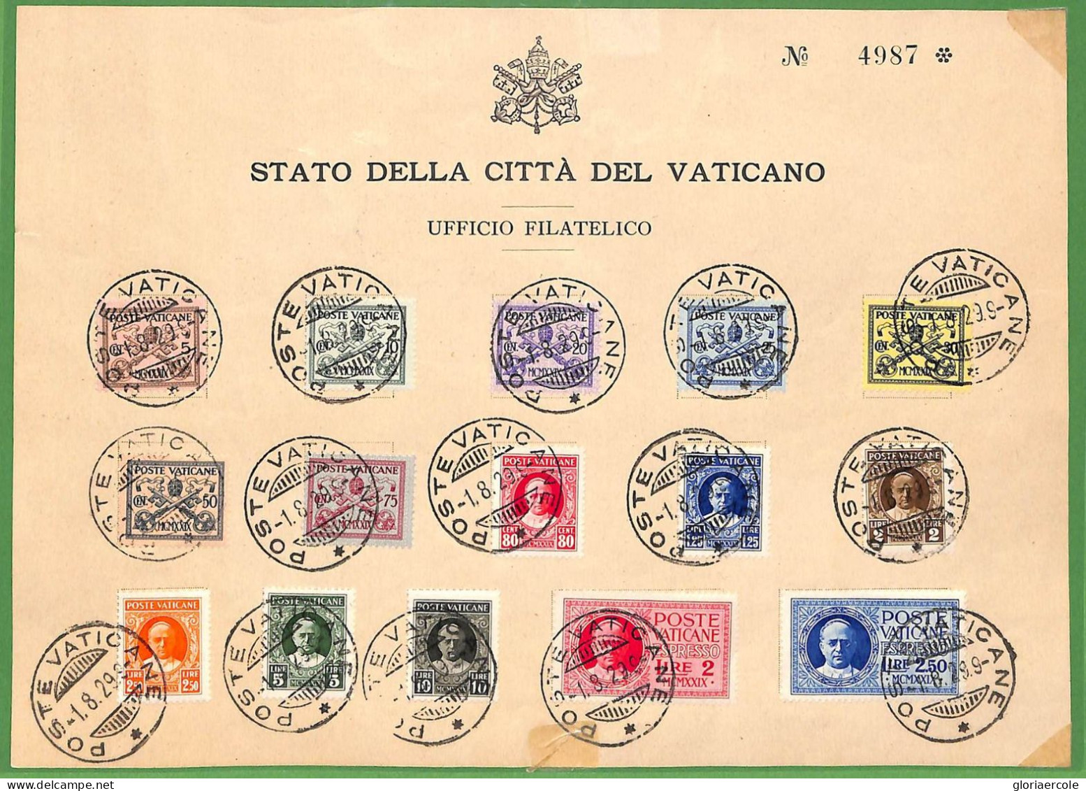 ZA1623 - VATICANO - FRANCOBOLLI Sassone # 1/13   + E1/E2 Su FOGLIO - FDC   1933 - Luftpost