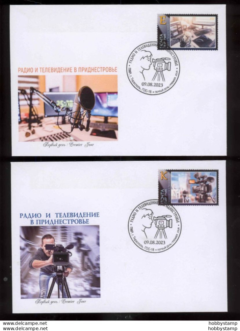 Label Transnistria 2023 Radio And Television In Transnistria 2 FDCs - Fantasy Labels