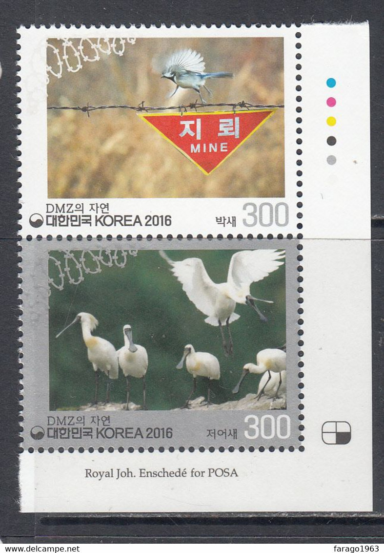 2016 South Korea Birds In The DMZ Complete Pair MNH  **Brilliant ! Love This Idea** - Corée Du Sud